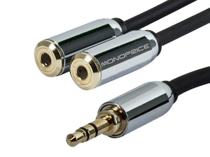 Monoprice Designed for Mobile 6ft 3.5mm Stereo Plug/Two 3.5mm Stereo Jack Cable - Black