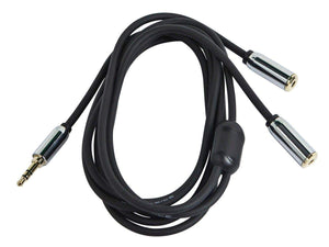 Monoprice Designed for Mobile 6ft 3.5mm Stereo Plug/Two 3.5mm Stereo Jack Cable - Black