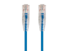 Load image into Gallery viewer, Monoprice SlimRun Cat6 Ethernet Patch Cable  Snagless RJ45  Stranded  550MHz  UTP  CMR  Riser Rated  Pure Bare Copper Wire  28AWG  10ft  Blue