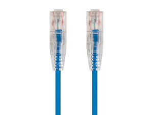 Monoprice SlimRun Cat6 Ethernet Patch Cable  Snagless RJ45  Stranded  550MHz  UTP  CMR  Riser Rated  Pure Bare Copper Wire  28AWG  10ft  Blue