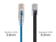 Load image into Gallery viewer, Monoprice SlimRun Cat6 Ethernet Patch Cable  Snagless RJ45  Stranded  550MHz  UTP  CMR  Riser Rated  Pure Bare Copper Wire  28AWG  10ft  Blue