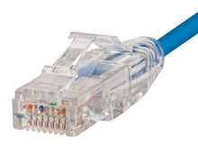 Load image into Gallery viewer, Monoprice SlimRun Cat6 Ethernet Patch Cable  Snagless RJ45  Stranded  550MHz  UTP  CMR  Riser Rated  Pure Bare Copper Wire  28AWG  10ft  Blue