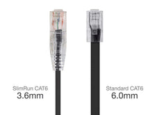 Load image into Gallery viewer, Monoprice SlimRun Cat6 Ethernet Patch Cable  Snagless RJ45  Stranded  550MHz  UTP  CMR  Riser Rated  Pure Bare Copper Wire  28AWG  20ft  Black