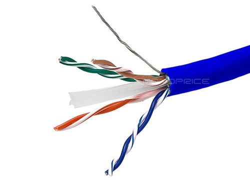 Monoprice Cat6 Ethernet Bulk Cable - Network Internet Cord - 76 Meters (250ft) Blue, Solid, 550Mhz, STP, CM, Pure Bare Copper Wire, 23AWG, No Logo