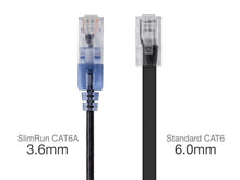 Load image into Gallery viewer, Monoprice Cat6A Ethernet Patch Cable - Network Internet Cord - Black (10-Pack) RJ45, Stranded, 550Mhz, UTP, Pure Bare Copper Wire, 10G, 30AWG - SlimRun Series