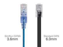 Load image into Gallery viewer, Monoprice Cat6A Ethernet Patch Cable - Network Internet Cord - Black (10-Pack) RJ45, Stranded, 550Mhz, UTP, Pure Bare Copper Wire, 10G, 30AWG - SlimRun Series