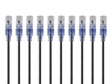 Load image into Gallery viewer, Monoprice Cat6A Ethernet Patch Cable - Network Internet Cord - Black (10-Pack) RJ45, Stranded, 550Mhz, UTP, Pure Bare Copper Wire, 10G, 30AWG - SlimRun Series