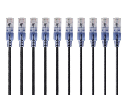 Monoprice Cat6A Ethernet Patch Cable - Network Internet Cord - Black (10-Pack) RJ45, Stranded, 550Mhz, UTP, Pure Bare Copper Wire, 10G, 30AWG - SlimRun Series