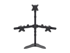 Monoprice Triple Monitor Pyramid Free Standing Desk Mount For Up to 76.2cm Monitors | Rotate 360°, Swivel ±60°, Tilt ±12°