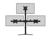 Load image into Gallery viewer, Monoprice Triple Monitor Pyramid Free Standing Desk Mount For Up to 76.2cm Monitors | Rotate 360°, Swivel ±60°, Tilt ±12°