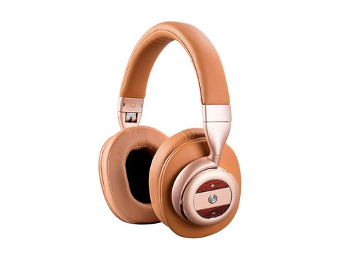 Monoprice SonicSolace Active Noise Cancelling Bluetooth Wireless Headphones, Champagne with Tan Over Ear Headphones