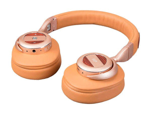 Monoprice SonicSolace Active Noise Cancelling Bluetooth Wireless Headphones, Champagne with Tan Over Ear Headphones