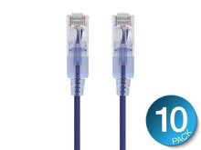 Load image into Gallery viewer, Monoprice SlimRun Cat6A Ethernet Patch Cable - Snagless RJ45  550Mhz  UTP  Pure Bare Copper Wire  10G  30AWGÂ   3ft  Green  10-Pack