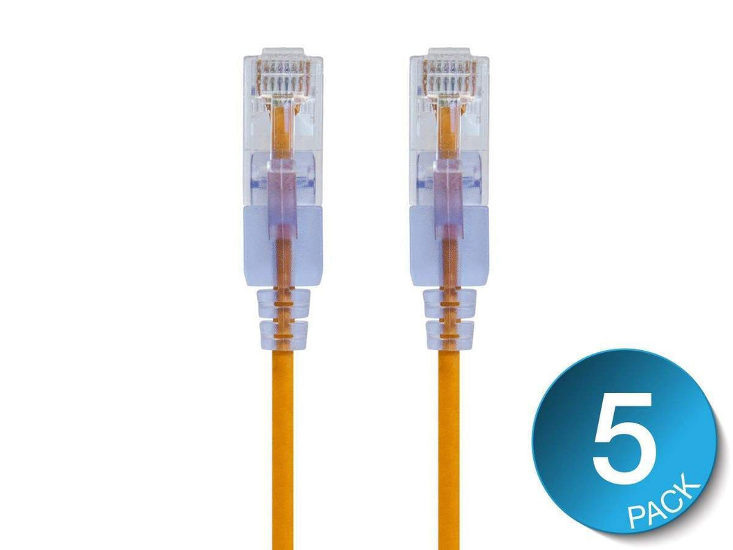 Monoprice SlimRun Cat6A Ethernet Patch Cable - Snagless RJ45  550Mhz  UTP  Pure Bare Copper Wire  10G  30AWGÂ   5ft  Yellow  5-Pack