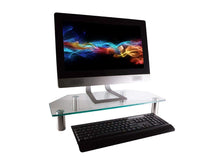 Load image into Gallery viewer, Workstream by Monoprice Corner Multimedia Desktop Monitor Stand  Clear Glass