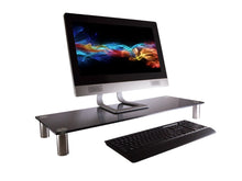 Load image into Gallery viewer, Large Multimedia Desktop Stand, Black Glass