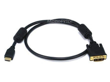 Load image into Gallery viewer, Monoprice 3ft 28AWG High Speed HDMI to Adapter DVI Cable with Ferrite Cores  Black