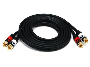 Monoprice Premium 2 RCA Plug/2 RCA Plug Cable - Black, M/M, 22AWG Conductor, Gold Plated Connector