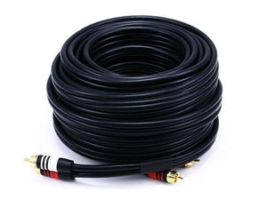 Monoprice Premium 2 RCA Plug/2 RCA Plug Cable - Black, M/M, 22AWG Conductor, Gold Plated Connector