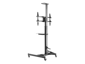 Premium Height adjustable TV Display Cart For Displays Max 50 Kgs With Portrait-to-Landscape Rotation, Hand Crank Height Adjustment, Cable Management