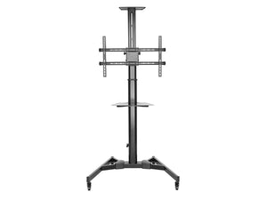 Premium Height adjustable TV Display Cart For Displays Max 50 Kgs With Portrait-to-Landscape Rotation, Hand Crank Height Adjustment, Cable Management