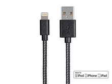 Load image into Gallery viewer, Monoprice Monofilament Braided Apple MFi Certified Lightning to USB Charge &amp; Sync Cable  6ft Black