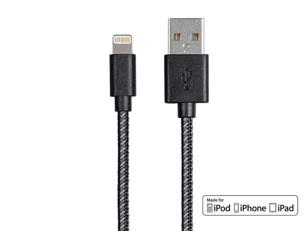 Monoprice Monofilament Braided Apple MFi Certified Lightning to USB Charge & Sync Cable  6ft Black