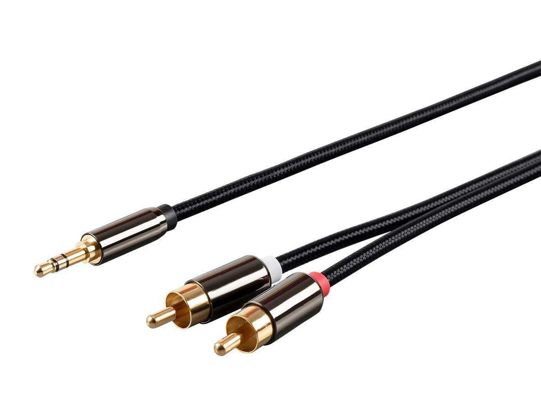 Monoprice Onyx Series Auxiliary 3.5mm Stereo Male to RCA Male Cable (Gold Plated)  6ft