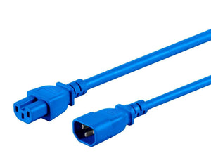 Monoprice 2ft 14AWG Blue Heavy-Duty Computer Extension Power Cord  15A  14AWG (IEC-320-C14 to IEC-320-C15)