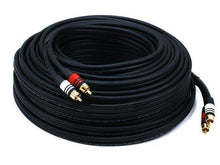 Load image into Gallery viewer, Monoprice Premium 2 RCA Plug/2 RCA Plug Cable - Black, M/M, 22AWG Conductor, Gold Plated Connector