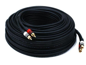 Monoprice Premium 2 RCA Plug/2 RCA Plug Cable - Black, M/M, 22AWG Conductor, Gold Plated Connector