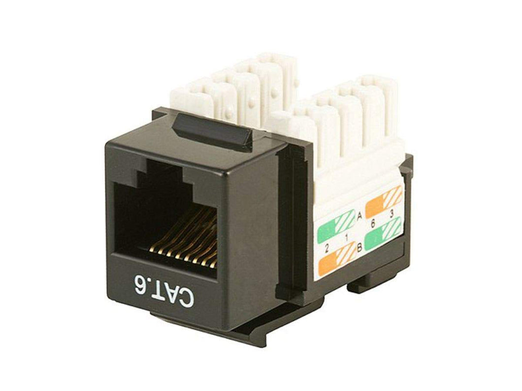 Monoprice Cat6 Punch Down Keystone Jack - Black, High Speed, Easy To Use, Modular RJ45 Keystone Jack, 110 Type IDC