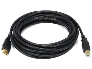 Monoprice USB Type-A to USB Type-B 2.0 Cable - 28/24AWG  Gold Plated  Black  15ft