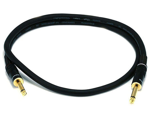 Monoprice 3ft Premier Series 1/4in TS Male to Male Audio Cable  16AWG (Gold Plated)