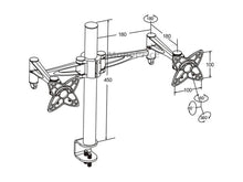 Load image into Gallery viewer, 3-Way Adjustable Tilting DUAL Desk Mount Bracket for LCD LED (Max 33Lbs, 10~23inch) - Black