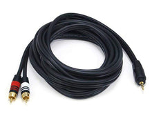 Load image into Gallery viewer, Monoprice 10ft Premium 3.5mm Stereo Male to 2RCA Male 22AWG Cable (Gold Plated) - Black