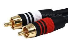 Load image into Gallery viewer, Monoprice 10ft Premium 3.5mm Stereo Male to 2RCA Male 22AWG Cable (Gold Plated) - Black