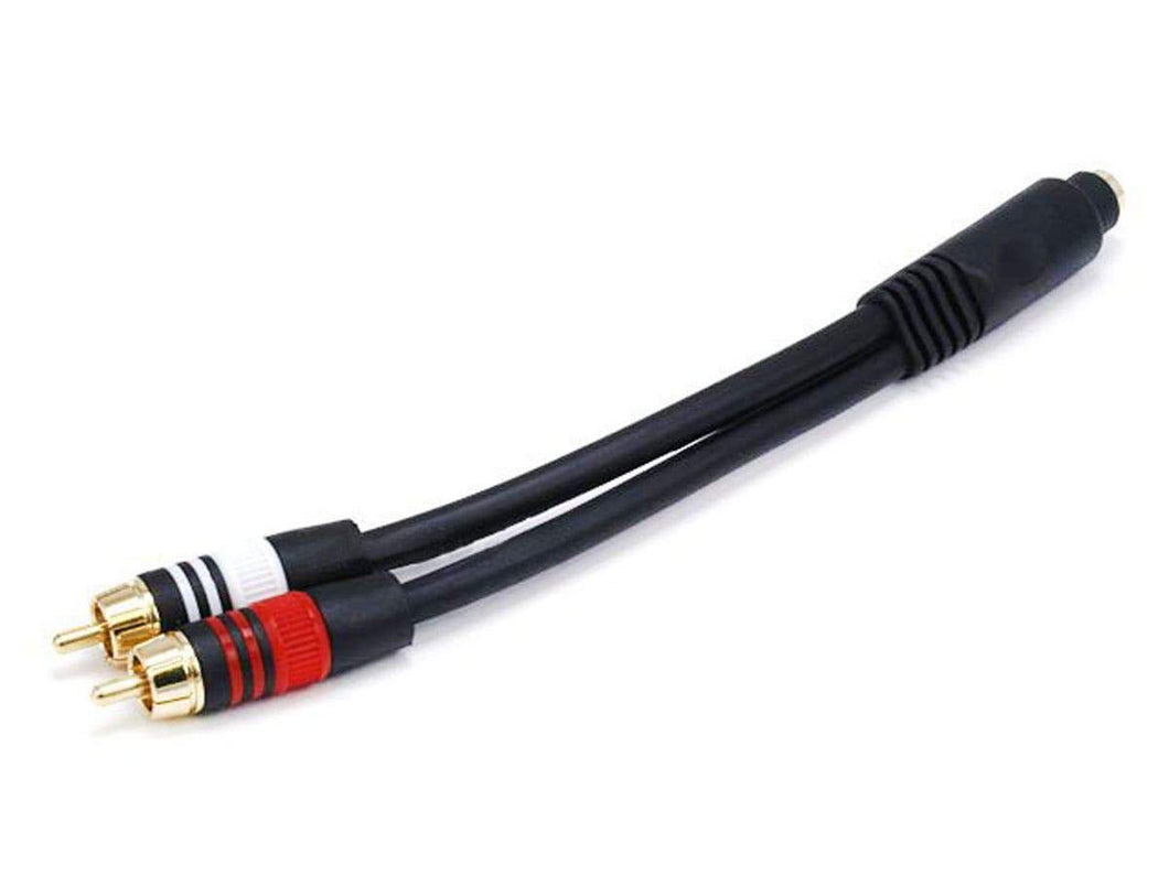 Monoprice 6in Premium 3.5mm Stereo Female to 2x RCA Male Cable  22AWG Gold Plated  Black