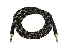 Load image into Gallery viewer, Monoprice 10ft Cloth Series 1/4 inch TS Male 20AWG Instrument Cable - Black &amp; Gold