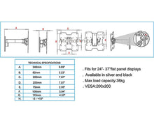 Load image into Gallery viewer, Monoprice Titan Series Full Motion TV Wall Mount Bracket - For TVs 24in to 37in  Max Weight 80lbs  Extension Range of 3.2in to 9.7in  VESA Patterns Up to 200x200