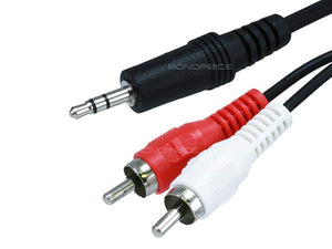 Monoprice 6ft 3.5mm Stereo Plug/2 RCA Plug Cable  Black