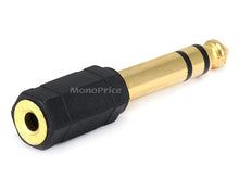 Load image into Gallery viewer, Monoprice 1/4in (6.35mm) TRS Stereo Plug to 3.5mm TRS Stereo Jack Adapter  Gold Plated