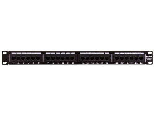 Monoprice 24-Port Cat6 Patch Panel, 110 Type (568A/B Compatible) Black Painted Steel Panel, UL Listed