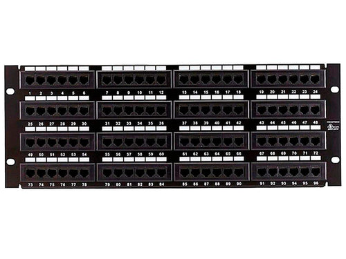 Monoprice 96-port Cat6 Patch Panel, 110 Type (568A/B Compatible) Black Painted Steel Panel, UL Listed