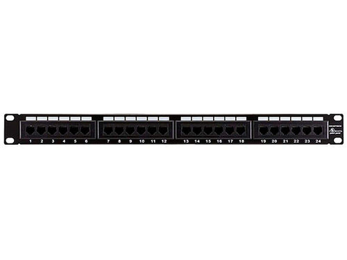 Monoprice 24-port Cat5e Patch Panel, 110 Type (568A/B Compatible) Black Painted Steel Panel, UL Listed