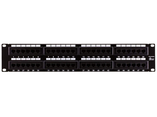 Monoprice 48-port Cat6 Patch Panel, 110 Type (568A/B Compatible) Black Painted Steel Panel, UL Listed