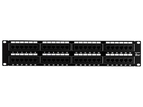 Monoprice 48-port Cat5e Patch Panel, 110 Type (568A/B Compatible) Black Painted Steel Panel, UL Listed