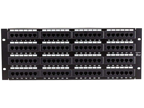 Monoprice 96-port Cat5e Patch Panel, 110 Type (568A/B Compatible) Black Painted Steel Panel, UL Listed