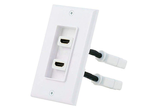 Monoprice 2-port 2-piece Inset Wall Plate with 4in Built-in Flexible High Speed HDMI Cable With Ethernet, White