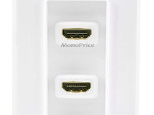 Monoprice 2-port 2-piece Inset Wall Plate with 4in Built-in Flexible High Speed HDMI Cable With Ethernet, White